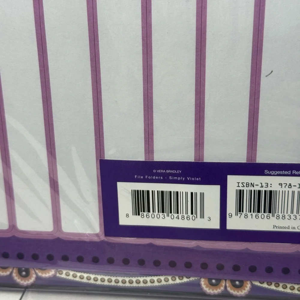 NWT Vera Bradley Simply Violet File Folders Retired Pattern